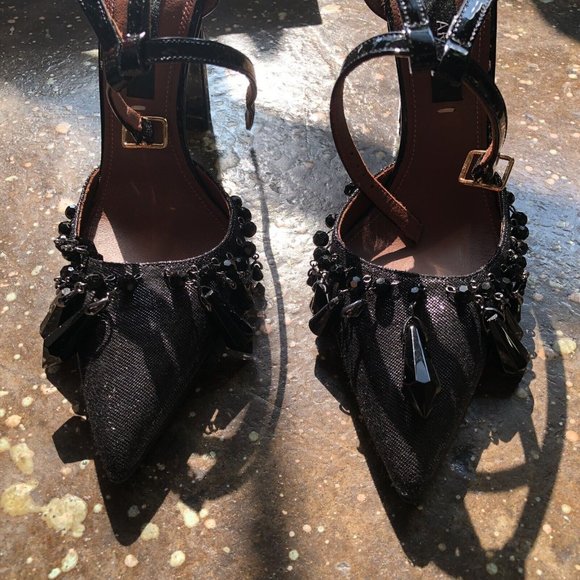 AREA Ankle A Pump Heels Bead Embellished Black Size 6 - Picture 3 of 11